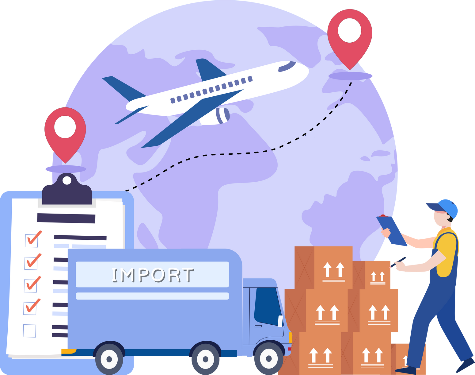 ir transportation, international Export and Import, Logistics Worldwide Distribution delivery service concept.